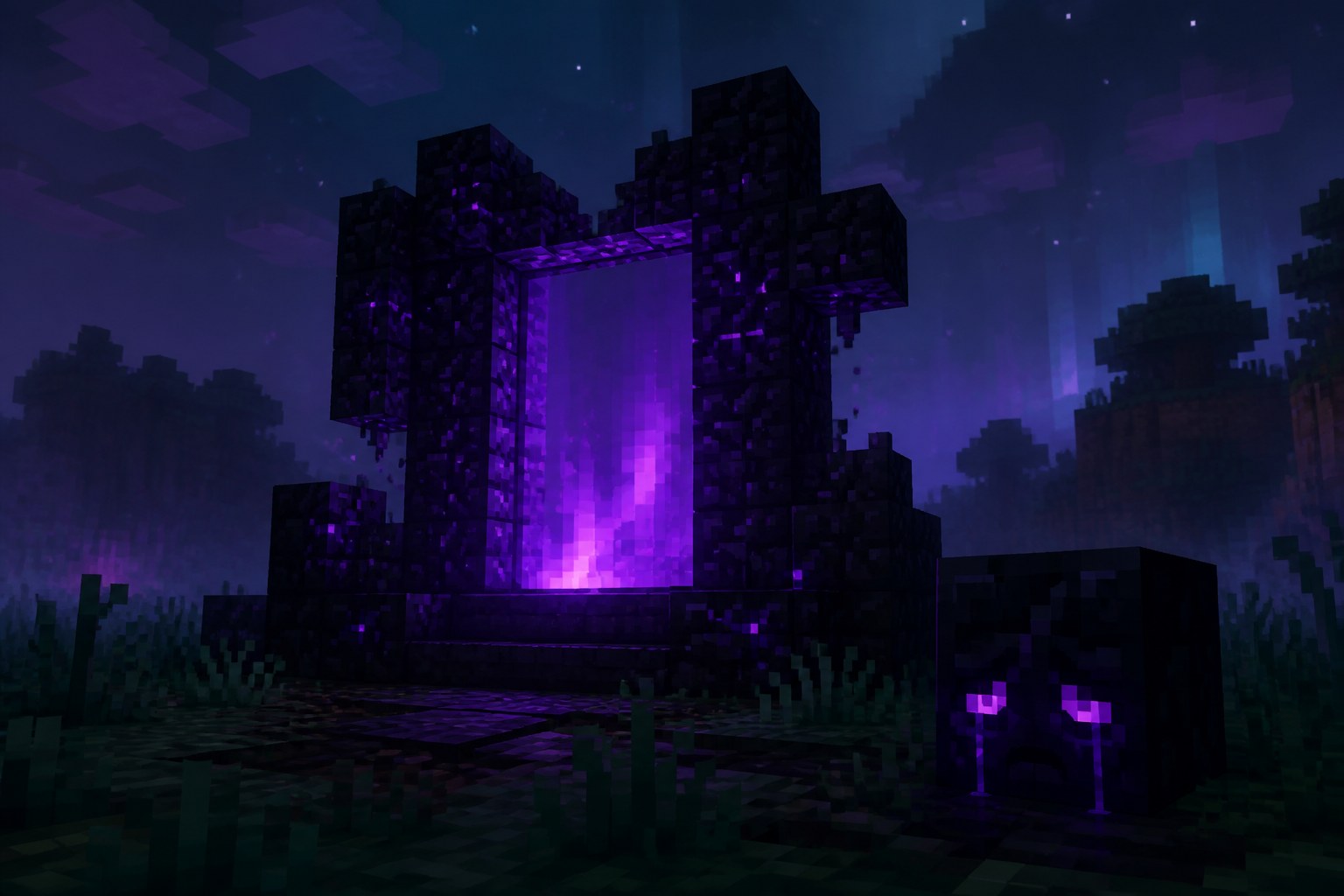 The ruined portal and crying obsidian